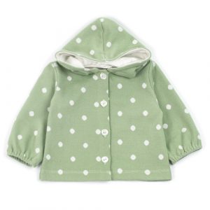 Cappottino verde aloe da bamina a pois bianchi