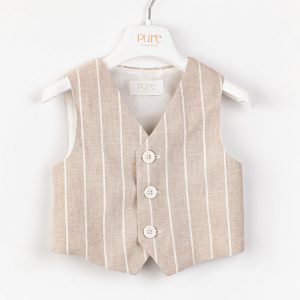 Gilet rigato in misto lino Pure