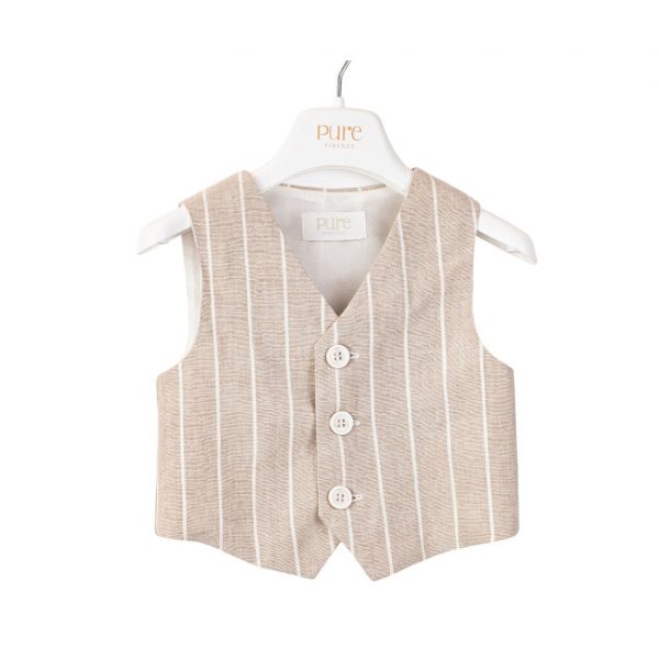 Gilet rigato in misto lino Pure