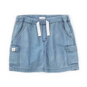 Bermuda cargo in denim leggero delavé Maperò