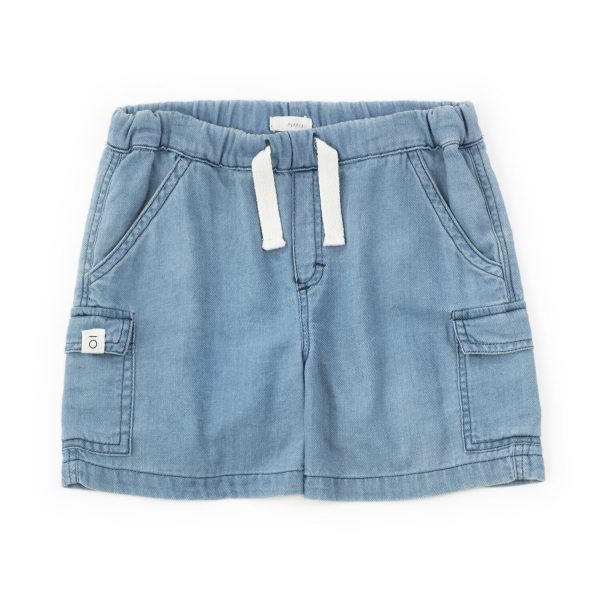 Bermuda cargo in denim leggero delavé Maperò