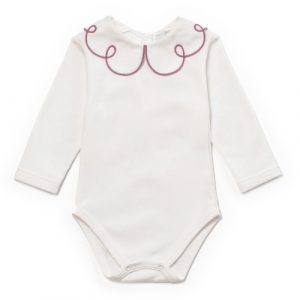 Body camicia interlock colletto con ricamo
