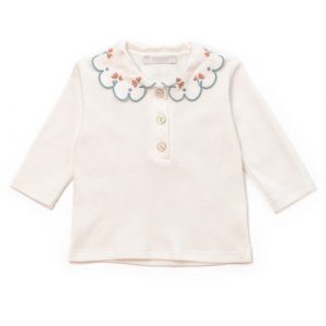 T-shirt interlock colletto con ricamo